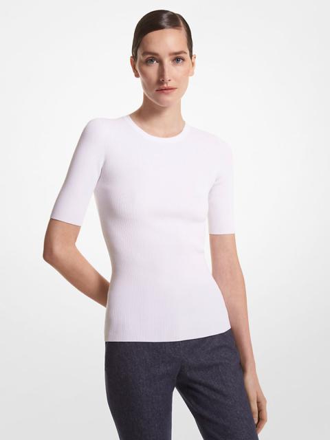 MICHAEL KORS COLLECTION Ribbed Stretch Viscose T-Shirt
