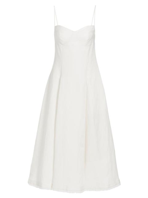 SIMKHAI Women's Analise Linen-Blend Bustier Midi-Dress - White