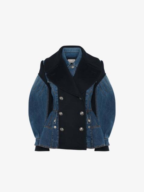 Alexander McQueen Hybrid Peacoat  in Washed Blue