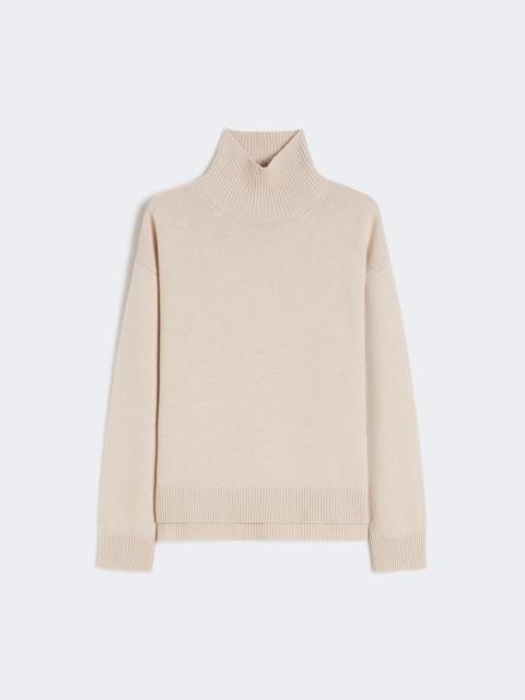 Boxy-fit wool and cashmere polo-neck sweater - WHITE