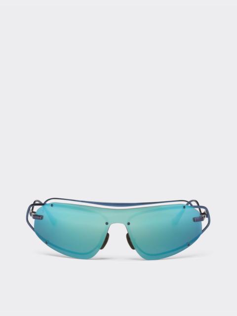 Ferrari Ferrari sunglasses in blue titanium with mirror light blue shield