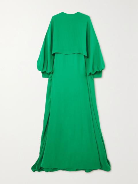 Valentino Cape-effect silk crepe de chine gown Green