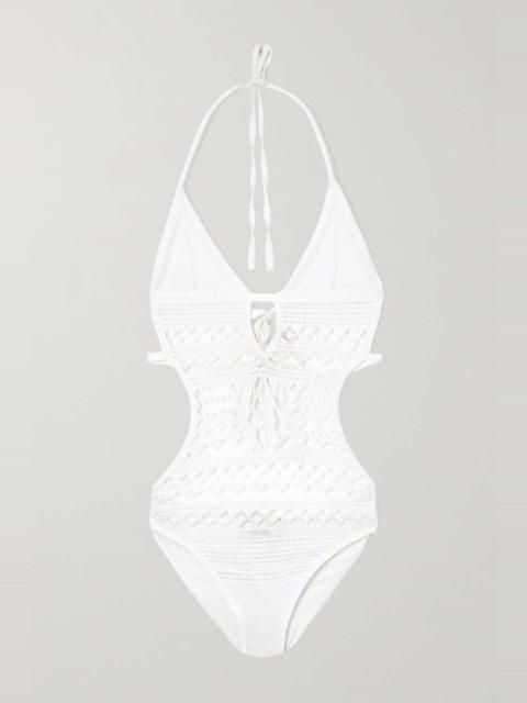 Isabel Marant Adema tie-detailed crocheted cotton-blend halterneck bodysuit