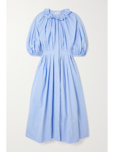 Alexander McQueen Ruffled Pleated Cotton-poplin Midi Dress