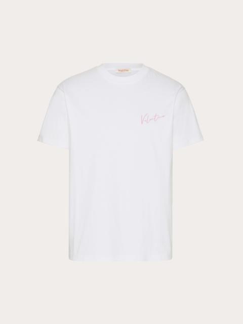 Valentino VALENTINO EMBROIDERY AND VLOGO SIGNATURE PRINT COTTON T-SHIRT