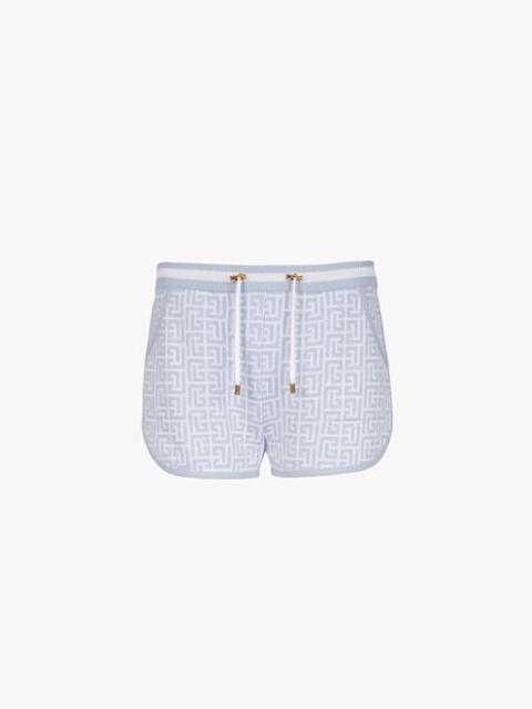 Balmain Bicolor knit shorts with Balmain monogram