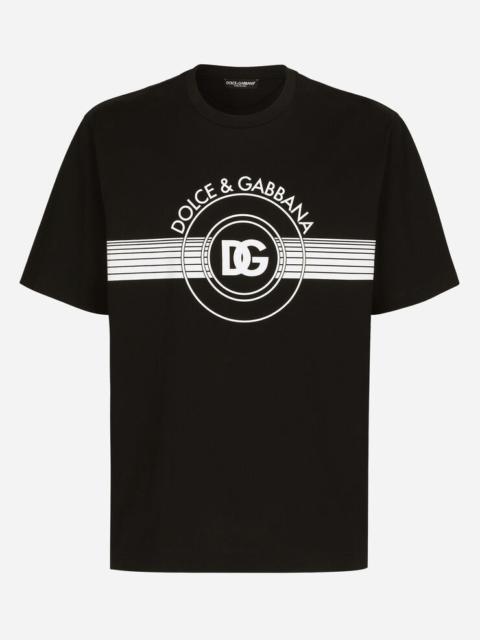 DOLCE&GABBANA 5DパッチTシャツ Dolce & Gabbana Cotton round-neck T-shirt with 3D patch