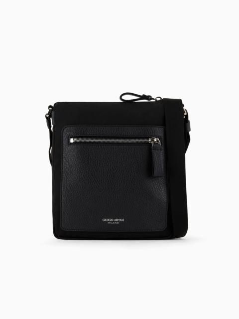 ASV nylon and pebbled leather crossbody bag