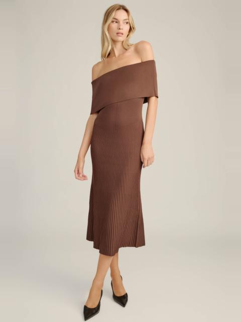 BARDOT Harro Pleated Knit Dress In Chocolate