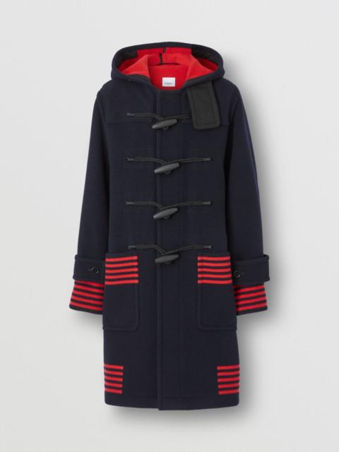Burberry Stripe Detail Wool Duffle Coat