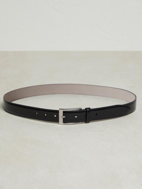Formal calfskin belt with square buckle