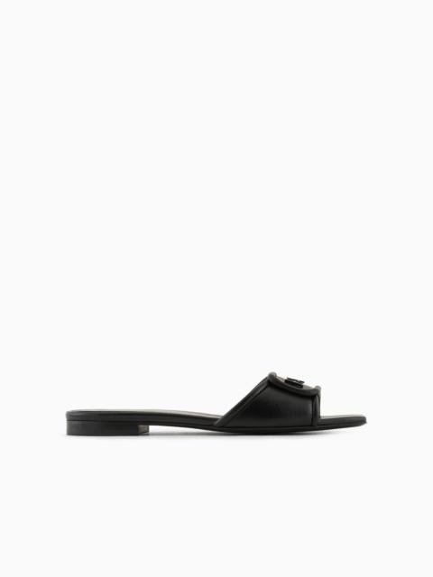 EMPORIO ARMANI Nappa-leather sandals with EA logo