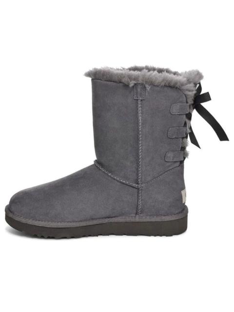 UGG (WMNS) UGG Short Bow Stiefel Fleece Lined Gray 1110706-CHRC
