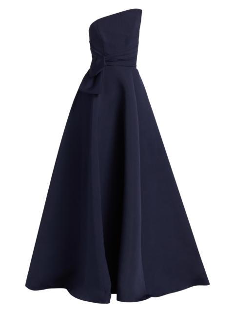 AMSALE Women's Asymmetrical Strapless Gown - Navy
