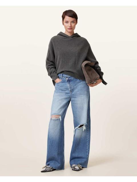 ALLSAINTS AKI CROSSOVER WIDE LEG DENIM JEANS