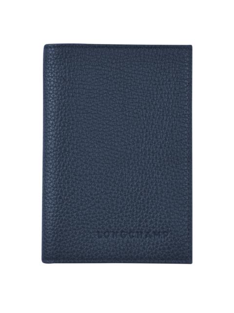 Longchamp Le Foulonné Passport cover Navy - Leather