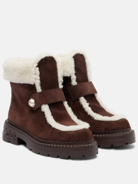 JIMMY CHOO Shea suede and shearling ankle boots