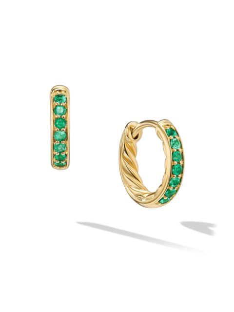 DAVID YURMAN Women's Petite Pavé Huggie Hoop Earrings in 18K Yellow Gold - Emerald