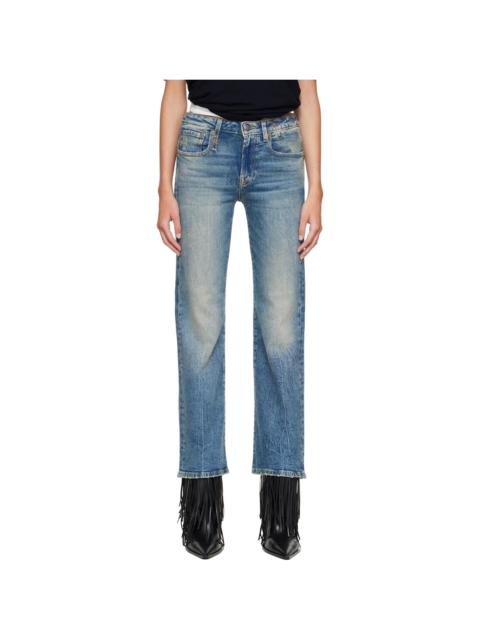 R13 Blue Joan Cropped Flare Jeans