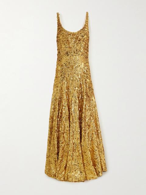 rabanne Sequined Crepe De Chine Maxi Dress