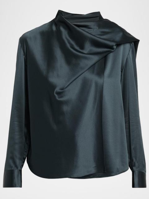 A.L.C. Nadine Draped Silk Scarf Top