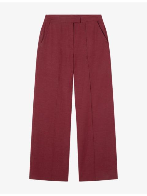 WHISTLES Straight Regular-Fit Cotton and Linen-Blend Trousers