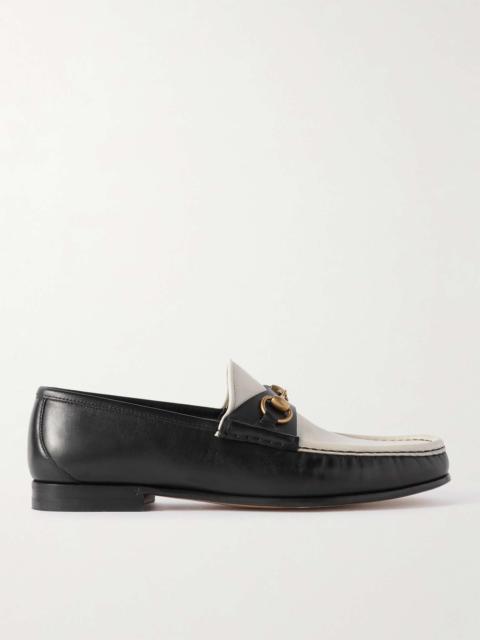 GUCCI Horsebit Two-Tone Leather Loafers