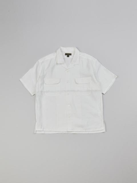 Nigel Cabourn Open Collar Shirt Linen Twill in Off White