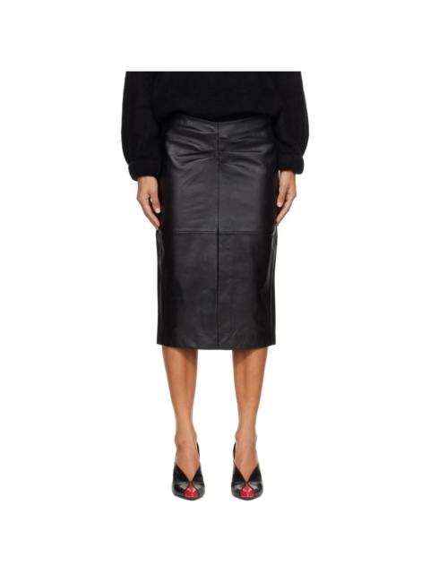 Isabel Marant Black Tuline Leather Midi Skirt