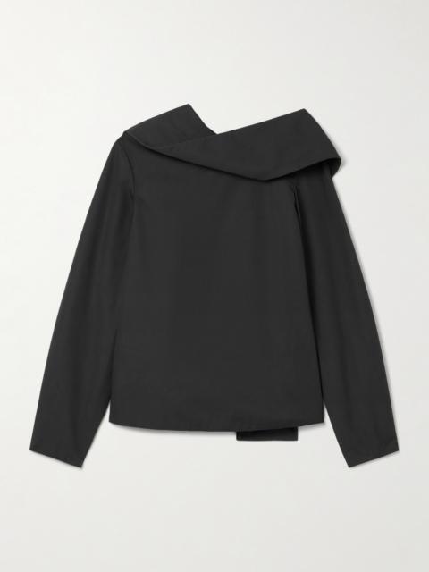 BRANDON MAXWELL The Quinn Draped Cotton-poplin Blouse