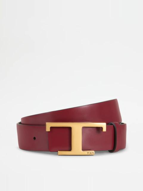 Tod's REVERSIBLE BELT IN LEATHER - BURGUNDY