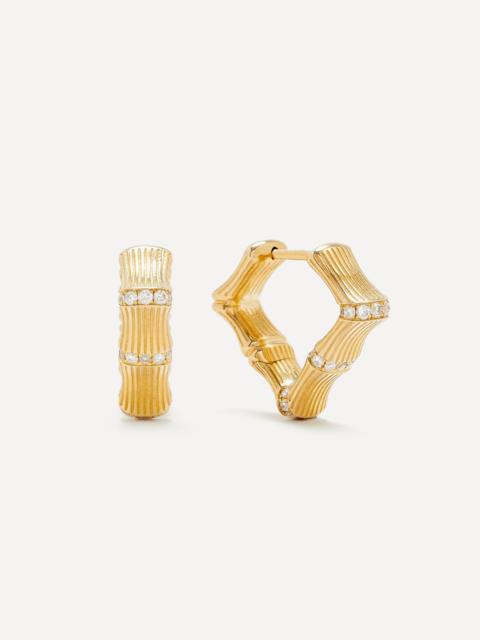 Yvonne Léon 9ct Gold Bamboo Diamond Hoop Earrings