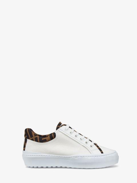 FENDI White canvas and TPU low-tops