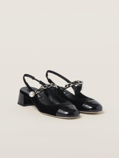 Miu Miu Velvet and patent leather slingback pumps