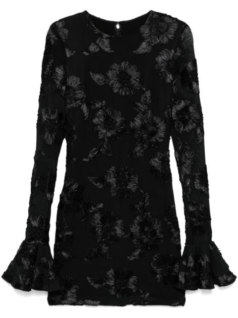 ROTATE floral-embroidered mesh mini dress