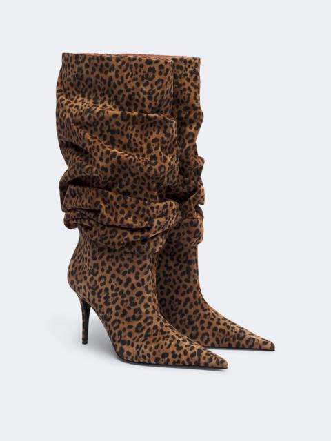 Amina Muaddi Anok leopard-print suede knee-high boots