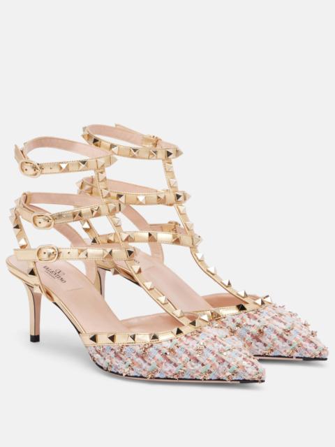 Valentino Rockstud 65 tweed and leather pumps