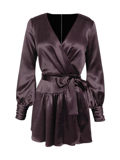 Dress The Population Women's Darla Satin Tie-Waist Minidress - Mocha
