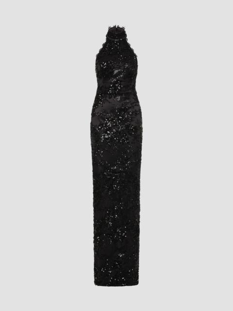 REBECCA VALLANCE Women's Beau Sequined Halterneck Gown - Black