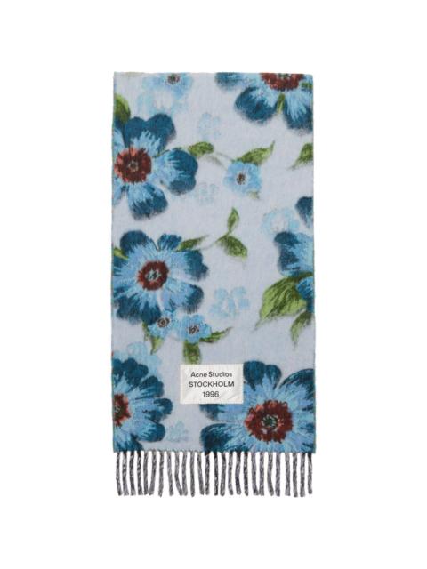 Acne Studios Blue Fringed Wool Scarf