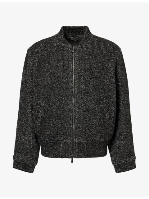EMPORIO ARMANI Speckled-Knit Wool-Blend Bomber Jacket