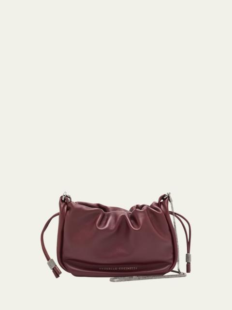 Brunello Cucinelli Mellow Mini Ruched Leather Bucket Bag