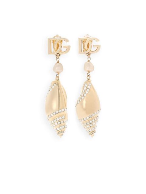 Dolce & Gabbana DG shell drop clip-on earrings
