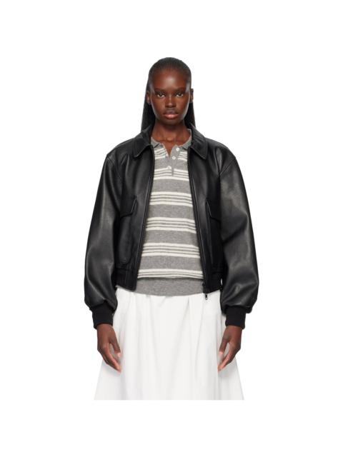 NOTHING WRITTEN Black Classic Leather Flight Jacket