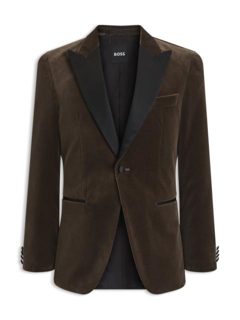 BOSS SLIM-FIT TUXEDO JACKET IN COTTON VELVET