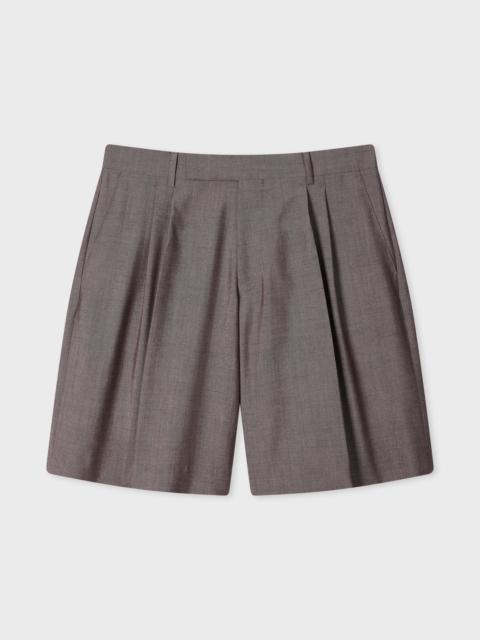 Paul Smith Brown Wool-Mohair Pleated Shorts