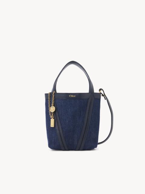 Chloé SMALL CHLOÉ SPIN TOTE BAG IN DENIM