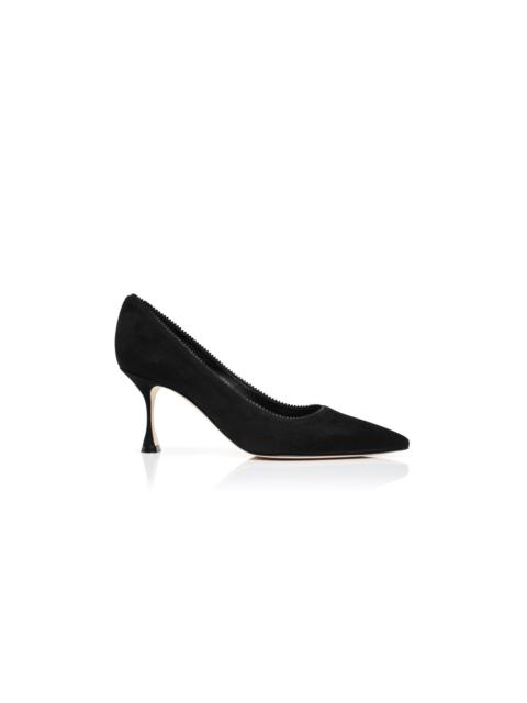 Black Suede Pinking Detail Pumps