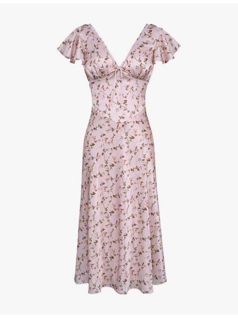 House of CB Ravella Floral-Print Silk Midi Dress
