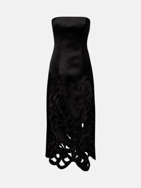 LEO LIN Rayna floral-appliqué bustier gown
